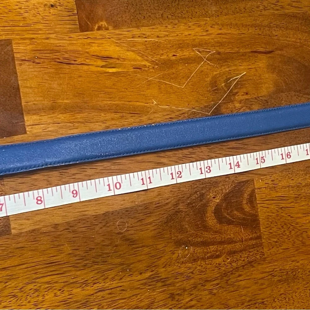 Classic Navy Leather Belt with Gold Buckle